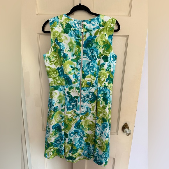 Dressbarn Green Blue White Floral Spring Cocktail Dress - Picture 13 of 14
